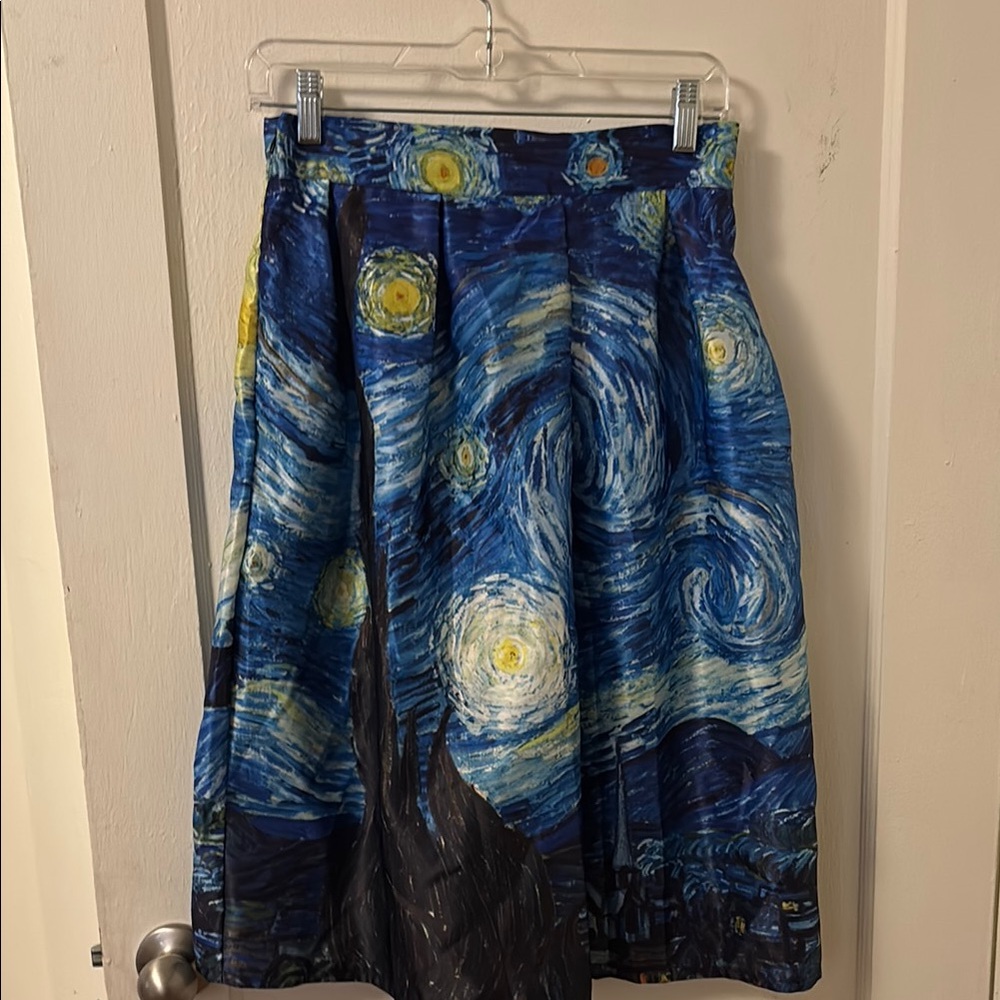Blue Starry Night Print Skirt